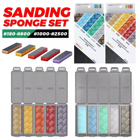 DSPIAE Sanding Sponge Set Military Model Combo Arc Grinding Polishing Sandpaper Tool Kit for GK Hobb