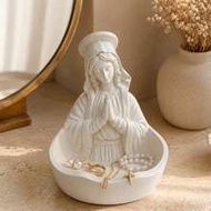 Virgin Mary Statue Rosary Holder, Catholic Prayer Decor Jewelry Tray, Christian Home Altar Decoratio