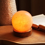 小玫瑰圓球 I 原木底座 I 身心平衡圓滿 淨化磁場 I 鹽燈