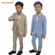 lontakids 4PCs เด็กชุดสูทสำหรับเด็กผู้ชายเสื้อ + เสื้อ + กางเกง + โบว์ปาร์ตี้งานแต่งงาน Tuxedo ชุดสี