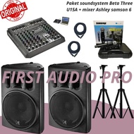 terlaris Paket 6 soundsystem Beta Three U15A + mixer Ashley samson 6