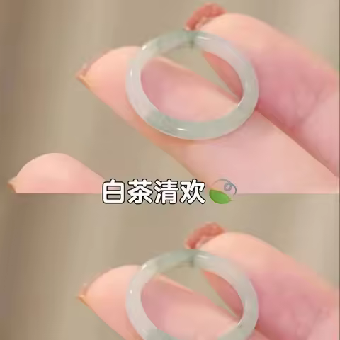 Chinese Style Imitation Natural Simple Jade Glass Ring Ancient Court Style Fashion Couple Ring Popul