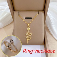 Gold ring 18k pawnable saudi Full Diamond Zircon Green Eyes Double Headed Snake Open Ring cebuana lh