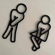 2D Funny Bathroom Sign - Men & Women Restroom Door Plate, Suitable For Bathroom, Restaurant, Hotel, 