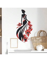 1入創意壁貼，美麗女人剪影，適用於臥室、客廳、走廊DIY家居/公寓裝飾