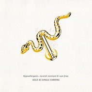 Nora Ana Gold Tesxtured Serpent Threaded Stud Flatback Earring Titanium ASTM-F136 Surgical Implant G