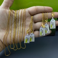 Emas 375 gold rantai leher belut padu/square necklace 45cm/52cm/60cm