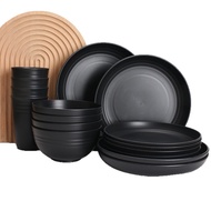 Plates and Bowls Set 16 PCS Unbreakable Dinner Plate Dessert Plates Cereal Bowl Drinking CupsMicrowa