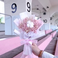 滿天星棉花雙色永生花花束 永生花花束 乾花花束 畢業花 禮物