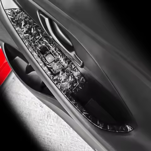 4pcs Forged Black Printed Window Button Trim Cover Door Armrest Pad Housing For Hyundai i30 N 2018-2