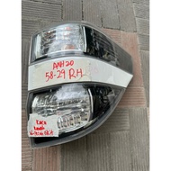 TOYOTA VELLFIRE ANH20 ORIGINAL REAR TAIL LAMP (KOITO 58-29) RIGHT SIDE FLAWS WITH COVER BROKEN / CRA
