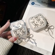 Airpods4 Silver Bow Earphone Case Airpods3 Cartoon Embossed Clear Bluetooth Headphone gen1 gen2 Wire
