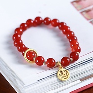 Live Natural MM Red Agate Bracelet Female Fortune Brand Chalcedony Agate High-End Bracelet Design St