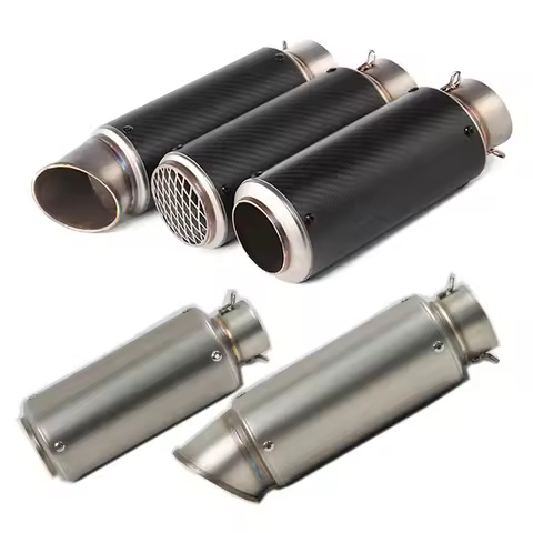 51MM 60MM Inlet Universel Motorcycle Exhaust SC Muffler Racing Titanium Color Carbon Fiber Escape Fi