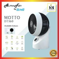 Alpha Fan MOTTO DT360 Desk Fan Oscillation 360 Air Circulator Table Fan With Remote Control | Kipas 