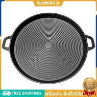 34cm Cast Iron Frying Pan with Handles Round Griddle for Gas Stove Grill Plate for Household Outdoor