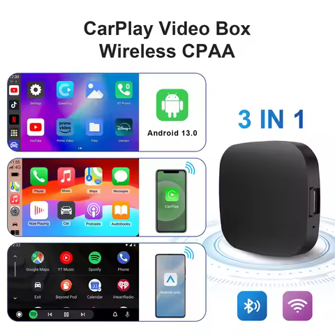 3 IN 1 CarPlay Android Ai Box CarPlay Android Box Quad Core with Play Store YouTube Netflix Android 