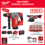 Milwaukee M18CHPX 28MM Cordless SDS-PLUS Rotary Hammer + M18CAG125 Cordless 5 inch  ( 125mm ) Angle Grinder Combo Set