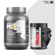 MuscleBlaze Biozorb Performance Whey Protein, Rich Chocolate, 2lb & Pre Workout WrathX, Fruit Fury, 