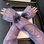 Ice Silk Sunscreen Sleeve Female 2025 New Style Bow Sleeve Anti-Ultraviolet Gloves Wide Fairy Style 