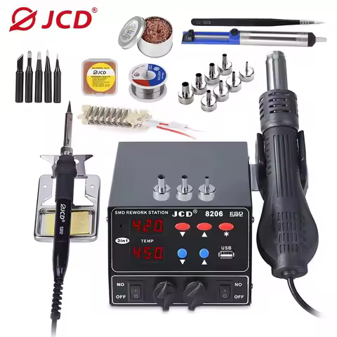 JCD 800W SMD Soldering Station Quick Heat Electric Hot Air Gun 3 in 1 LED Display Soldering Iron BGA