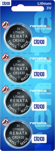 Renata CR2430 Batteries - 3V Lithium Coin Cell 2430 Battery (4 Count)