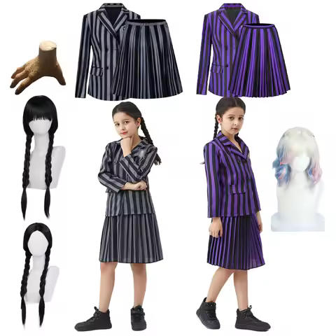 the Addams Family Girls Women Nevermore Academy School Uniform Cosplay Costume Family Halloween Birt