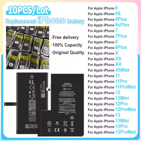 10pcs/Lot New 0 Cycle Oem Mobile i Phone Battery For iPhone 4 5S 5C 4S 5 SE 2020 6 6S 7 8 Plus X XR 