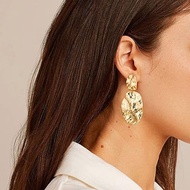 Specially designed for jewelry products Metal Simple Geometric Round Hammered Pattern Earrings R2W0