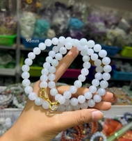 สร้อยคอหยกเจไดต์ Natural Icy Jade เนื้อสวย ขนาด 9.5มิล