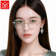 IMPALA LH5009W แว่นตาอ่านหนังสือแฟชั่นสำหรับผู้หญิงป้องกันแสงสีฟ้าคอมพิวเตอร์สไตล์แว่นตาไร้ขอบป้องกั