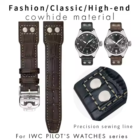 20mm 21mm 22mm Watchband For IWC Big Pilot Spitfire TOP GUN Brown Black Watch Strap Calf Genuine Lea