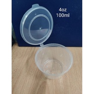 4oz 100ml round disposable plastic food container hinged lid +-50pcs 4oz deli container