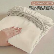HONEYMOON 1pc Soft Comfortable Solid Color Fitted Sheet, Bed Cover Protector, Lightweight Breathable