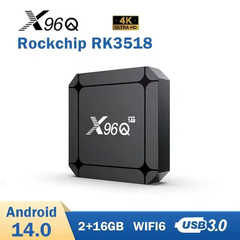 X96Q RK3518 Quad Core Set-Top Box With Android 14 OS WIFI6 100M Ethernet 2GB 16GB Internet TV Stream
