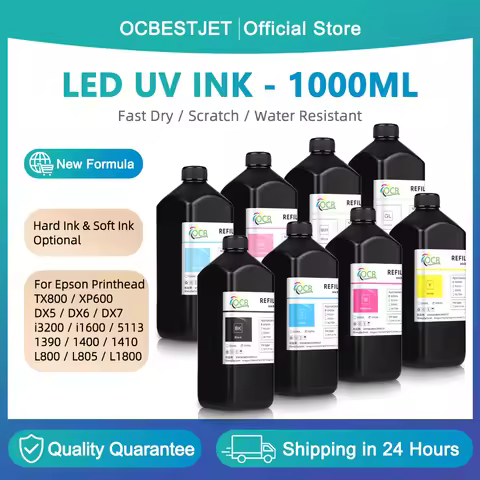 1000ML UV Curing Ink For Epson XP600 TX800 XP-600 TX-800 Printhead L800 L805 L1800 R290 R300 1390 14