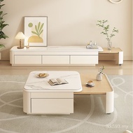 2025 Floor Cabinet TV Cabinet Household New Style Retractable Coffee Table Small Apartment Slate Cre