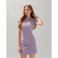 AIR SPACE Qipao DRESS With Side Slit Lace Mini Exclusive Design Cheongsam