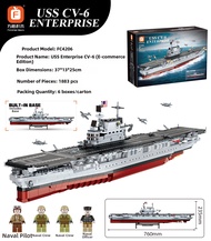 Military Enterprise CV-6 Aircraft Carrier Model Ship High Difficulty Assembly Blocks Boys Toy Forang