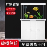 Fish Tank With Bottom Cabinet Living Room Household Small Medium-Sized Water-Free Glass Goldfish Tan