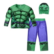 NEW Boys The Hulk Cosplay Costume Superhero Kids Girls Tops Pants Muscle Suit Hulk Children Party Ha
