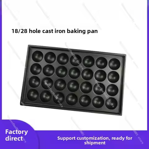28 Hole Cast Iron Takoyaki Grill Pan Octopus Ball Maker Electric Heating Plate
