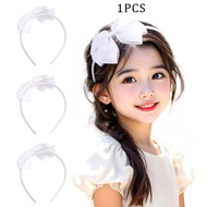 1Pc White Bows Hairbands Solid Color Cute Hairbands for Kids Girl Simple Style Hair Accessories