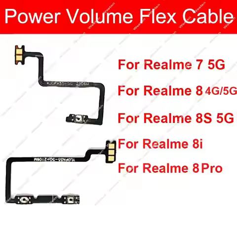 Power Volume Button Flex Cable For Realme 7 8 8S 4G 5G 8 Pro 8i Side Key Mini Button Ribbon On Off S