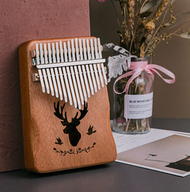 kalimba 卡林巴拇指琴 17音 橄欖葉 便攜樂器 木製 拇指琴 手指琴 (原木鹿)