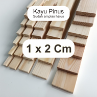 Pine wood 1x2cm Dutch teak/ with fine sandpaper