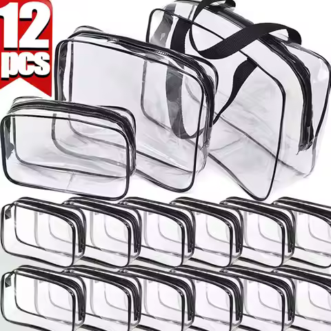 Travel Toiletry Bag Set Waterproof Zipper Packing Clear PVC Cosmetic Bags Cubes Organizer