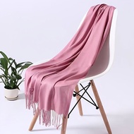 TEMU 1pc Elegant And Simple Plain Tassel Long Scarf With Warm And Versatile Thin Fabric, Suitable Fo