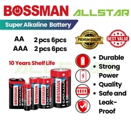 BOSSMAN 1.5V Bateri Super Alkali AA / AAA Jangka Hayat 10 Tahun Super Alkaline Battery 10 Years Shel