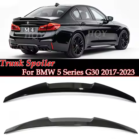 Rear Trunk Boot Spoiler Lip For BMW 5 Series G30 Gloss Black Carbon Fiber Look M4 Style 2017-2023 M5